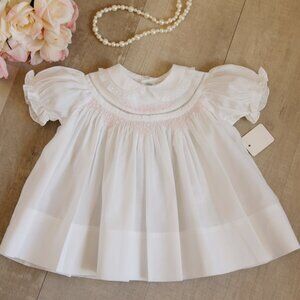 Smocked White Heirloom Dress Feltman Brothers NWT Pink Embroidery 1st Portraits